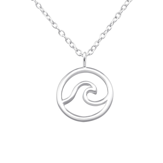 Auf dem Bild zu sehen ist eine Damen Kette mit Surfer Welle Anhnger aus 925 Sterling Silver echt Silber mit 45cm lnge