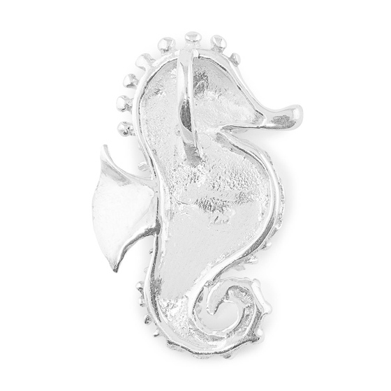 Das Bild mit Beschreibung zeigt ein Damen Anhnger mit einem Seepferdchen aus 925 Sterling Silver echt Silber mit Howlith Stein Rot