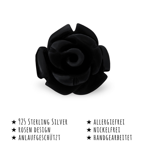 Das Bild mit Beschreibung zeigt Kinder Ohrringe Rose Ohrstecker aus 925 Sterling Silver echt Silber mit Synthetischer Rosenbl�te