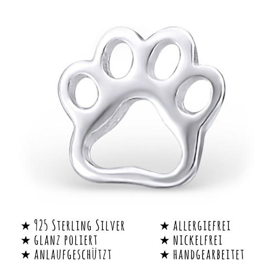 Das Bild mit Beschreibung zeigt Kinder Ohrringe Pfote Ohrstecker aus 925 Sterling Silver echt Silber