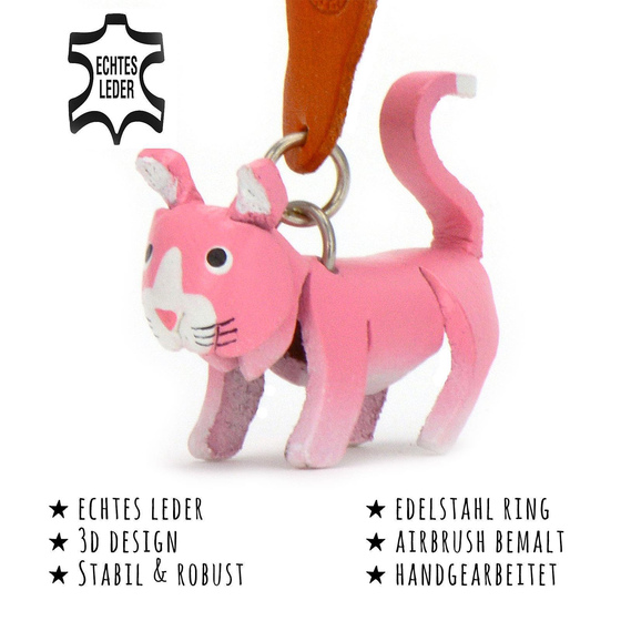 Das Bild mit Beschreibung zeigt eine Katze pink aus Leder