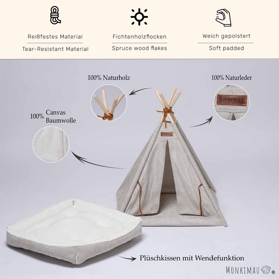 Tippi-Zelt fr Katzen und Hunde in hellgrau