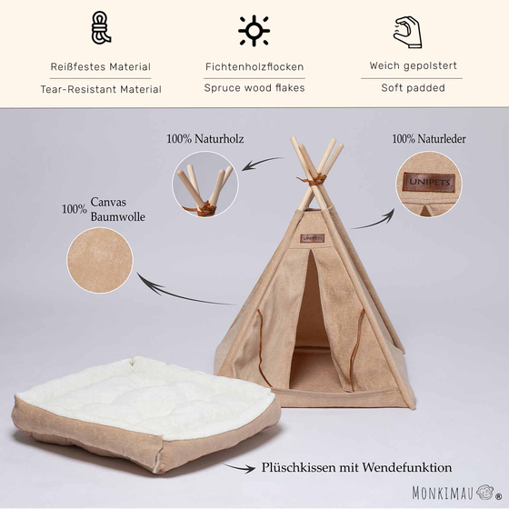 Tippi-Zelt f�r Katzen und Hunde in beige