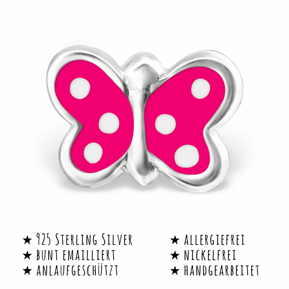 2 Paar Laimons Mädchen Kids Kinder-Ohrstecker Ohrringe Kinderschmuck Geist und Schmetterling aus Sterling Silber 925