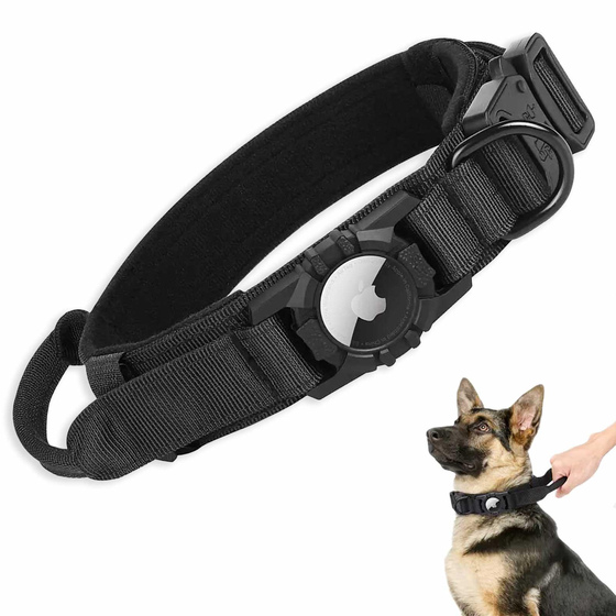 Hundehalsband taktisch mit Handgriff und Apple Air-Tag Halter