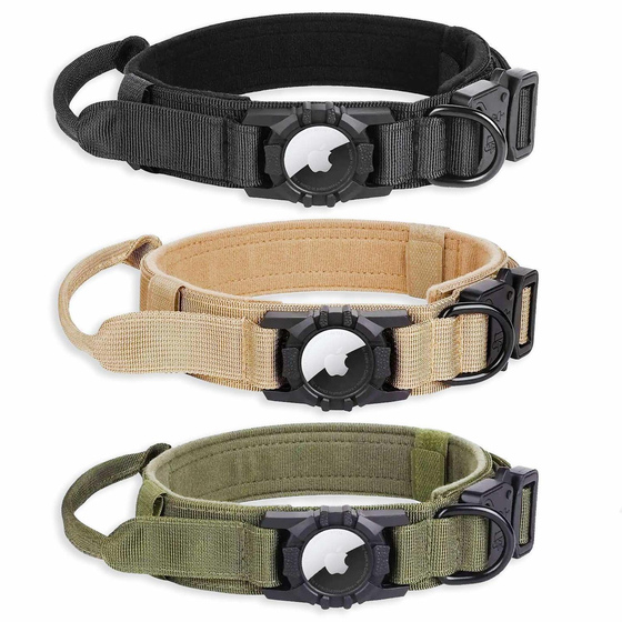 Hundehalsband taktisch mit Handgriff und Apple Air-Tag Halter