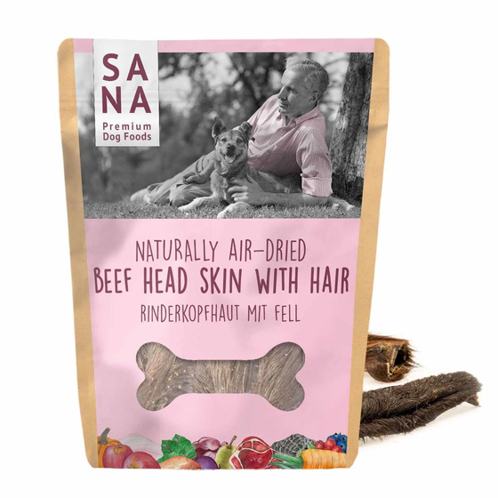 Rinderkopfhaut mit Fell - 350 Gramm