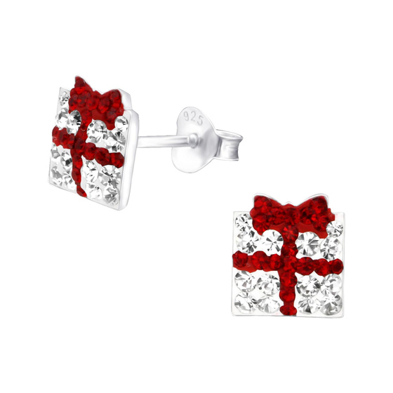 Auf dem Bild zu sehen sind Kinder Ohrringe Geschenk Paket Ohrstecker aus 925 Sterling Silver echt Silber mit 66 Kristallen