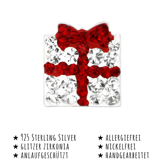 Das Bild mit Beschreibung zeigt Kinder Ohrringe Geschenk Paket Ohrstecker aus 925 Sterling Silver echt Silber mit 66 Kristallen