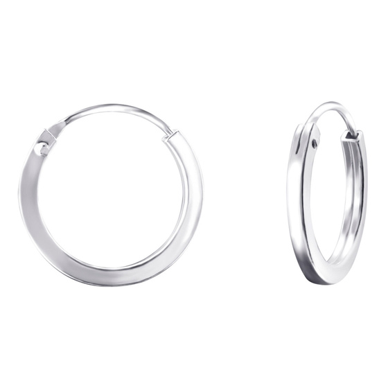 Auf dem Bild zu sehen sind Damen Ohrringe Creolen Schmuck aus 925 Sterling Silver echt Silber mit Durchmesser 14mm