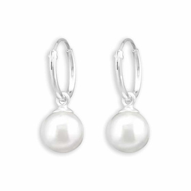 Elegante Silbercreolen mit synthetischer Perle | 925...