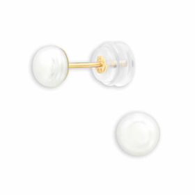 Elegante 14K Gold Ohrstecker mit 5mm Süßwasserperlen |...