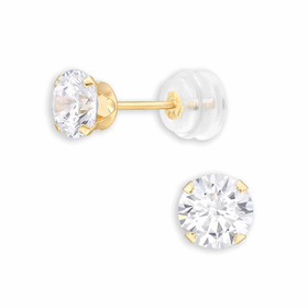 Elegante 14K Gold Ohrstecker mit Zirkonia | 5mm Runde...