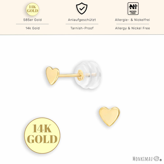 Feingold Herz Ohrstecker 3.5mm | 14k Gold Ohrstecker fr Damen