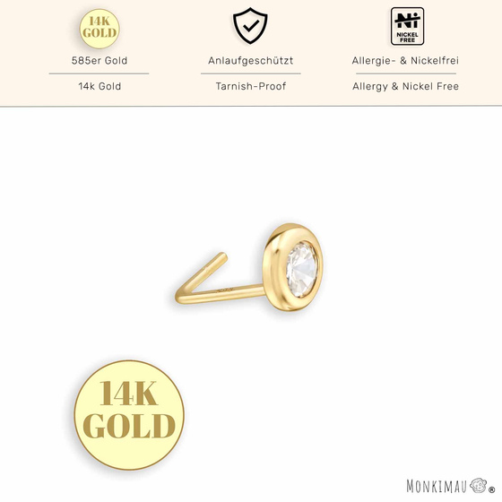 Edler 14K Gold Nasenstecker mit 3mm Zirkonia | Hochwertiger Nasenschmuck aus 585 Gold