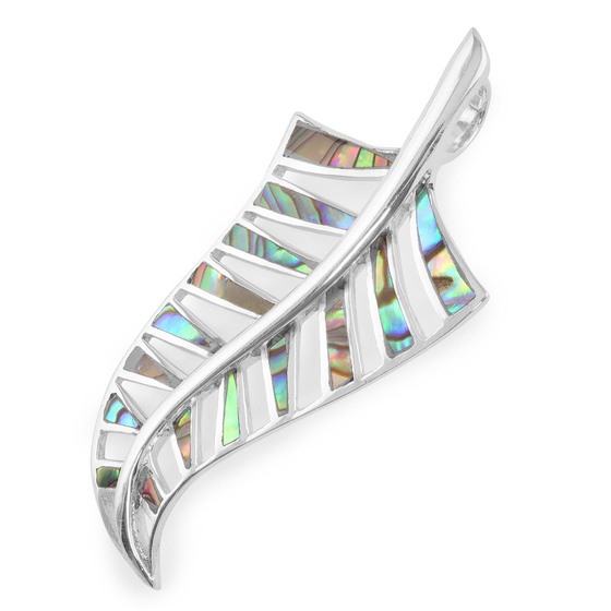 Auf dem Bild zu sehen ist ein Damen Anhnger mit Neuseeland Farn aus 925 Sterling Silver echt Silber mit Perlmutt