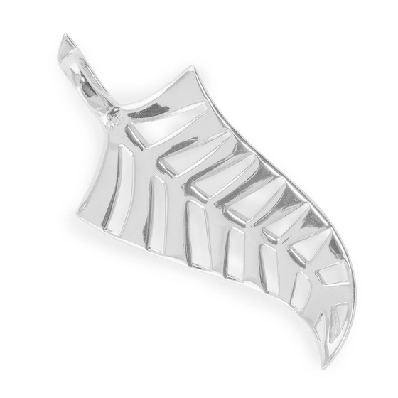 Das Bild mit Beschreibung zeigt ein Damen Anhnger mit Neuseeland Farn aus 925 Sterling Silver echt Silber mit Perlmutt
