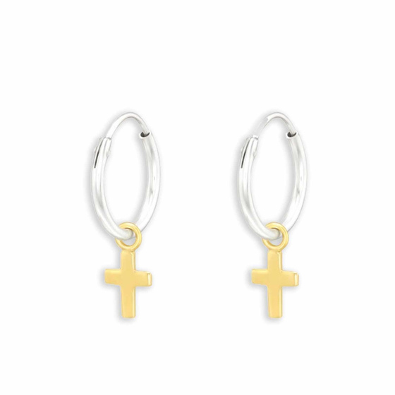 Silberne Kreuz Creolen aus 925 Sterling Silber | Eleganz trifft auf Modernitt