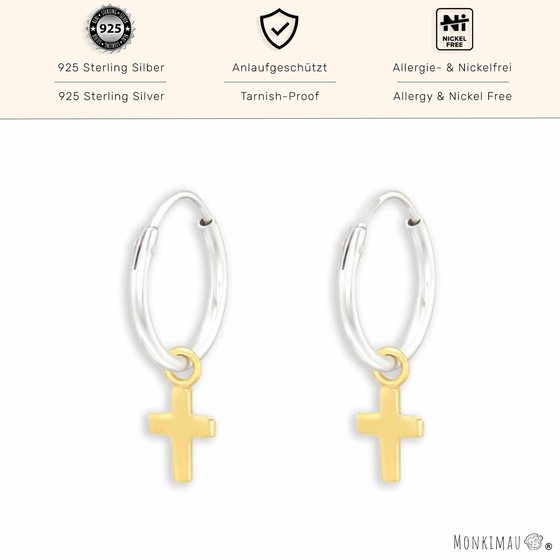 Silberne Kreuz Creolen aus 925 Sterling Silber | Eleganz trifft auf Modernitt