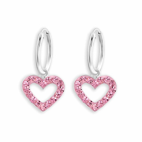 Elegante Silber Creolen mit Herzanhnger und Kristall |...