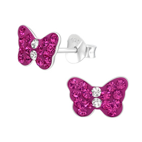 Schmetterling Kinder Ohrringe mit Kristallen 925 Silber