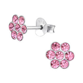 Blume Kinder Ohrringe mit Kristallen 925 Silber