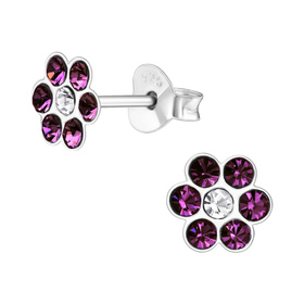 Blume Kinder Ohrringe mit Kristallen 925 Silber