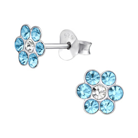 Blume Kinder Ohrringe mit Kristallen 925 Silber