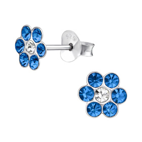 Blume Kinder Ohrringe mit Kristallen 925 Silber