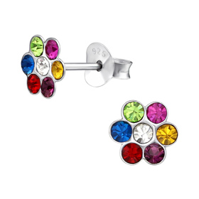 Blume Kinder Ohrringe mit Kristallen 925 Silber
