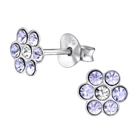 Blume Kinder Ohrringe mit Kristallen 925 Silber