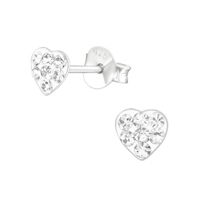 Herz Kinder Ohrringe mit Kristallen 925 Silber