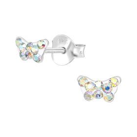 Schmetterling Kinder Ohrringe mit Kristallen 925 Silber