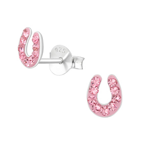 Hufeisen Kinder Ohrringe mit Kristallen 925 Silber