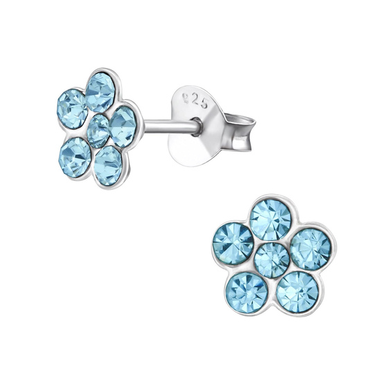 Blume Kinder Ohrringe mit Kristallen 925 Silber