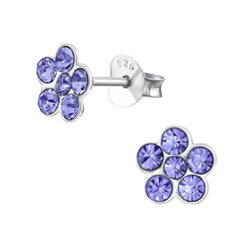 Blume Kinder Ohrringe mit Kristallen 925 Silber