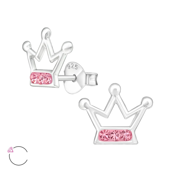 Krone Kinder Ohrringe mit Kristallen 925 Silber