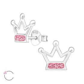 Krone Kinder Ohrringe mit Kristallen 925 Silber