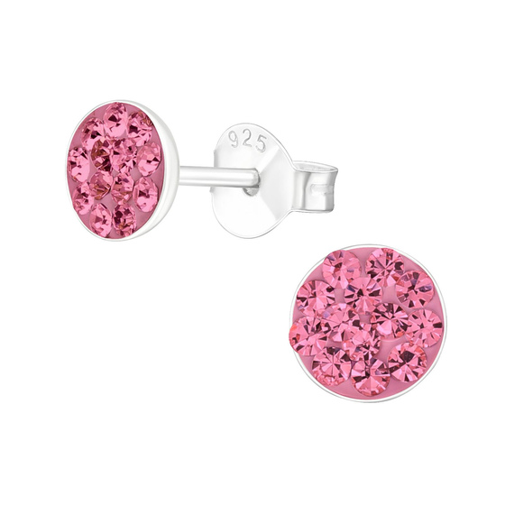 Runde Kinder Ohrringe mit Kristallen 925 Silber