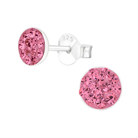 Runde Kinder Ohrringe mit Kristallen 925 Silber