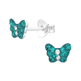 Schmetterling Kinder Ohrringe mit Kristallen 925 Silber