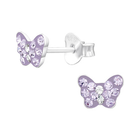 Schmetterling Kinder Ohrringe mit Kristallen 925 Silber