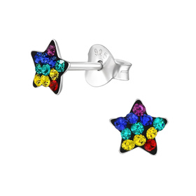 Stern Kinder Ohrringe mit Kristallen 925 Silber