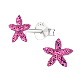Stern Kinder Ohrringe mit Kristallen 925 Silber