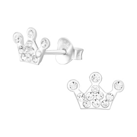 Krone Kinder Ohrringe mit Kristallen 925 Silber