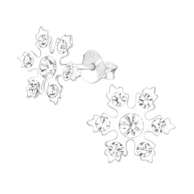 Schneeflocke Kinder Ohrringe mit Kristallen 925 Silber