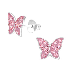Schmetterling Kinder Ohrringe mit Kristallen 925 Silber