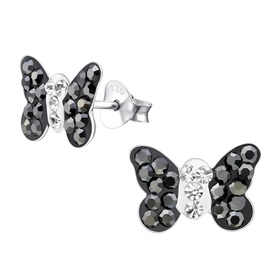 Schmetterling Kinder Ohrringe mit Kristallen 925 Silber