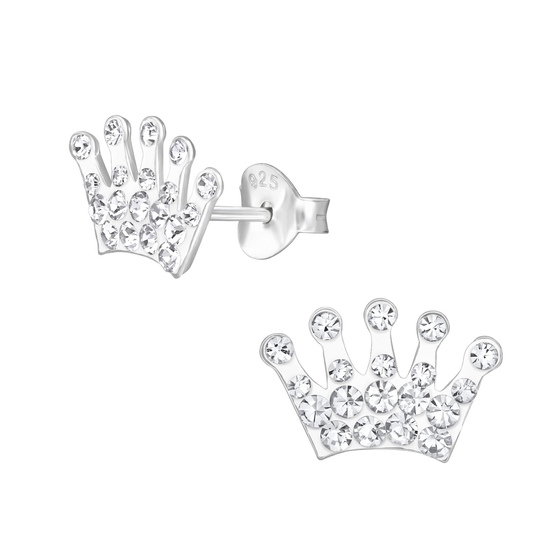 Krone Kinder Ohrringe mit Kristallen 925 Silber