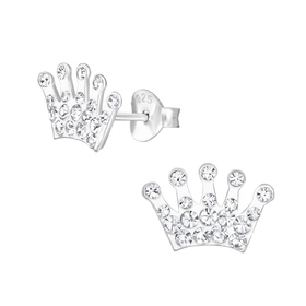 Krone Kinder Ohrringe mit Kristallen 925 Silber